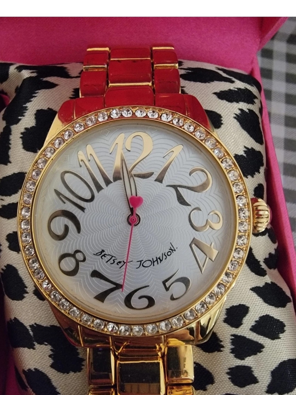 Betsey Johnson Gold Crystal Bezel Women's Watch